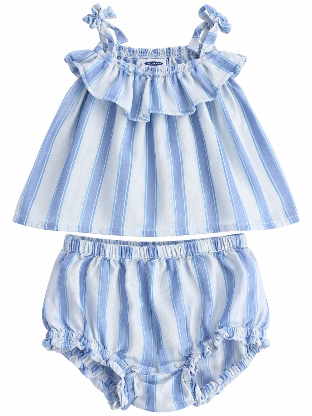 Old Navy Light Blue & White Striped Baby Tank and Bloomers Set